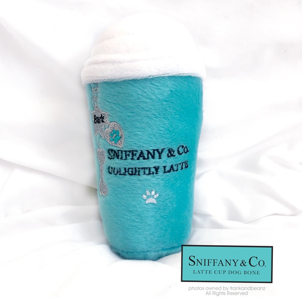 NWT Small 5" Sniffany & Co. Designer Dog Toy EsPAWsso Coffee Cup Plush Squeaky